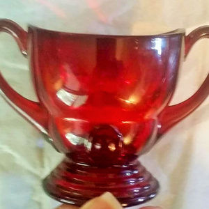 Vintage Martinsville Moondrops Ruby Sugar Bowl